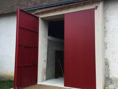 Création d’une porte de grange avec structure acier + lames PVC 41190 ST LUBIN EN VERGONNOIS