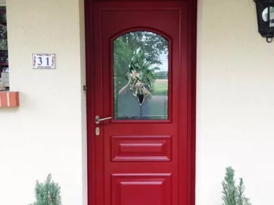 Porte d’entrée aluminium rouge basque 41120 CORMERAY